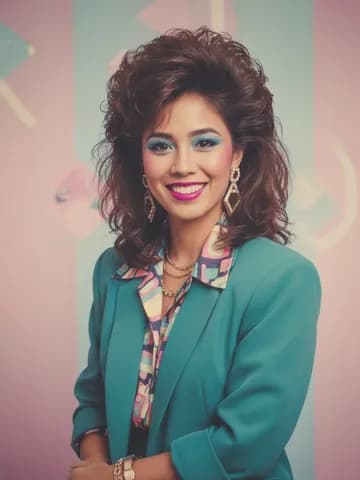 Glamour shot: a sample portrait restyled as a 1980s glamour shot