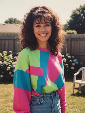 Polaroid snapshot: a sample portrait restyled as a 1980s polaroid snapshot