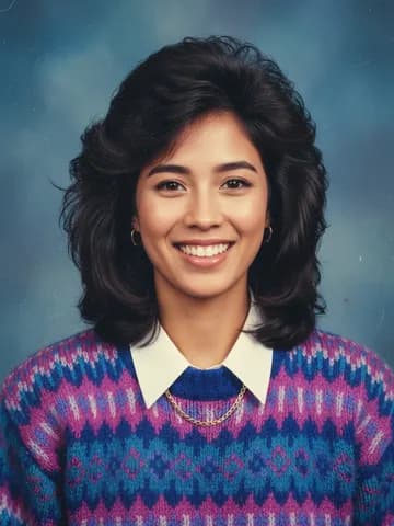Yearbook portrait: a sample portrait restyled as a 1980s yearbook portrait